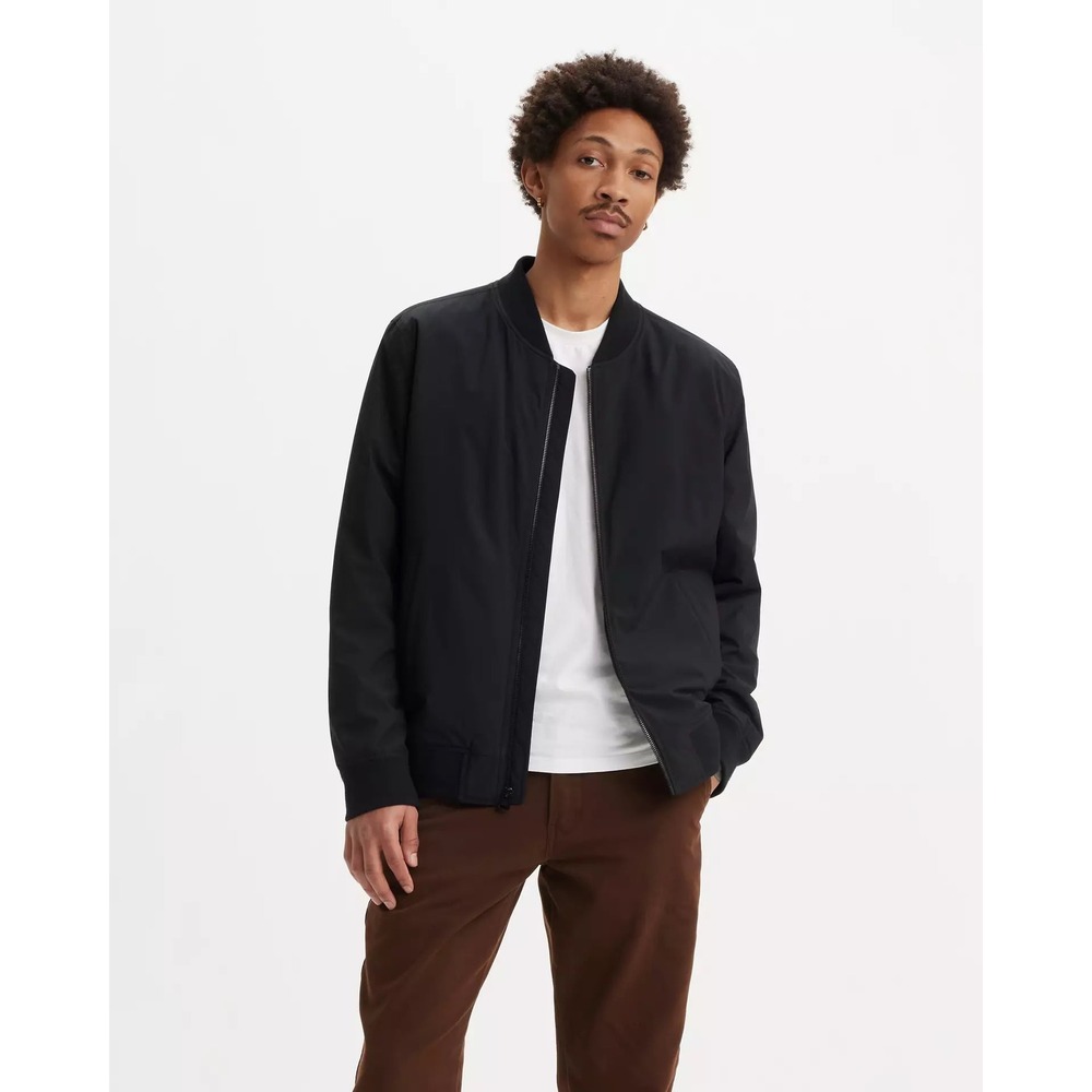 Levi Strauss Flight Jacket Bomber Mens Large Black Full Zip Coat